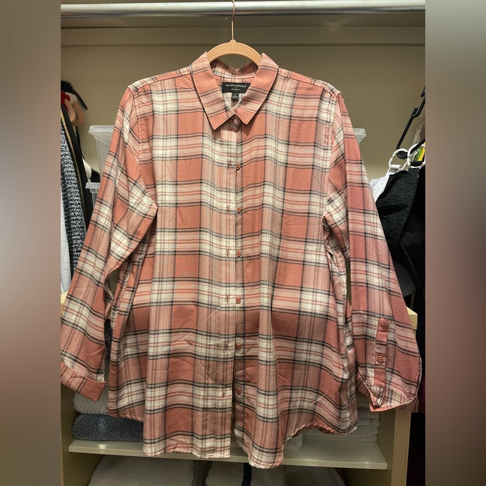 Banana Republic
Great for layering 
Size 12
Pink/Black/white